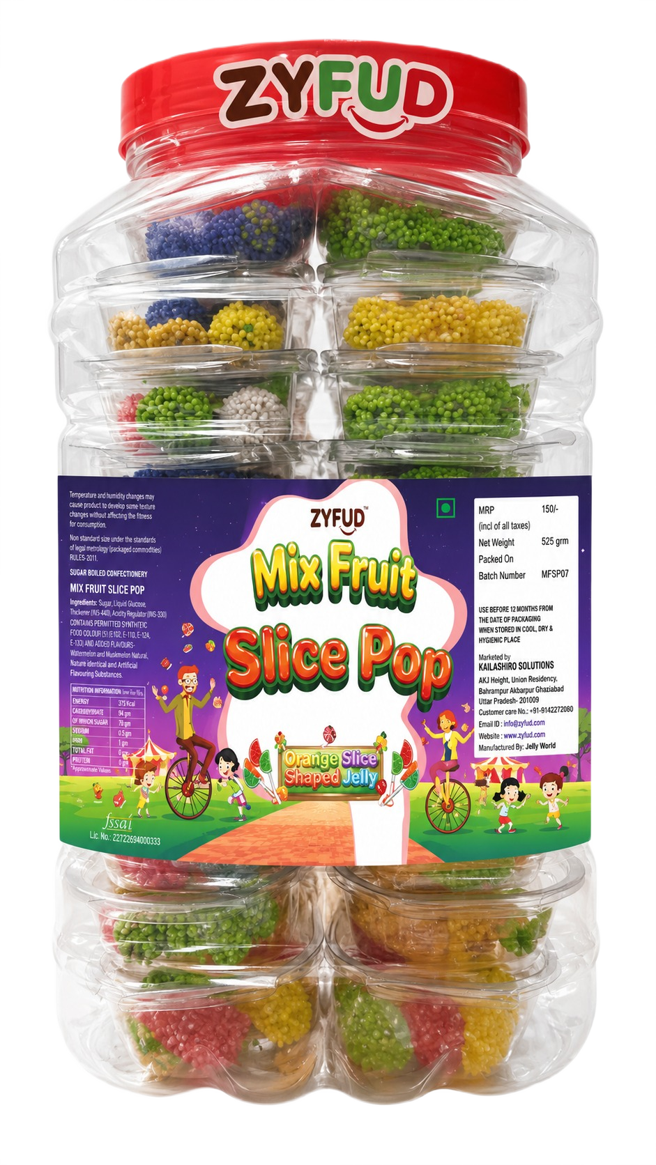 ZYFUD Mix Fruit Slice Pop wholesale candy jar