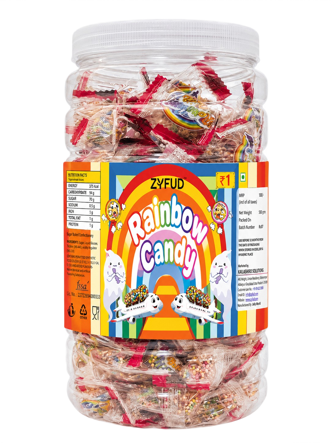 ZYFUD Rainbow Candy wholesale candy jar