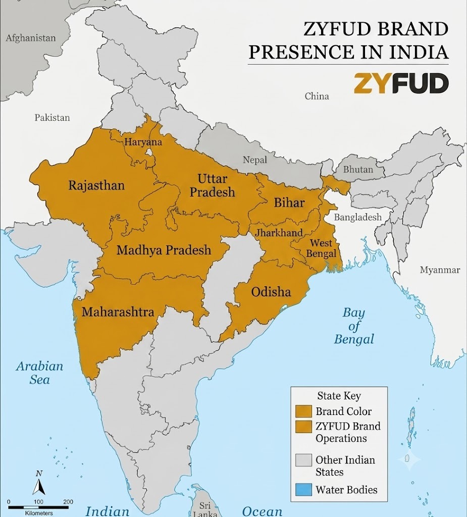 ZYFUD brand presence map in India